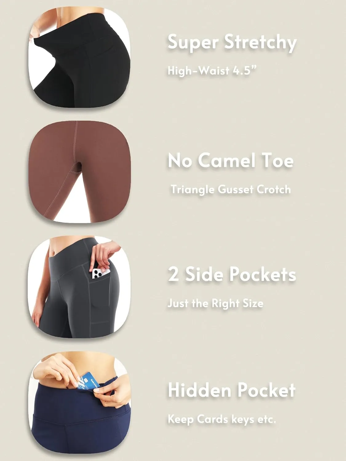 LegEnd Women's 2 Pack Workout Leggings with Pockets 27"- Buttery Soft High Waisted Tummy Control Running Yoga Pants