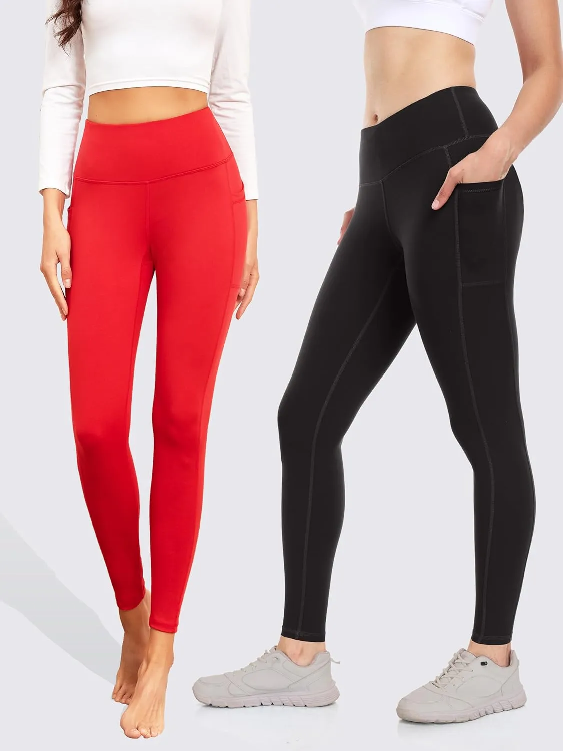 LegEnd Women's 2 Pack Workout Leggings with Pockets 27"- Buttery Soft High Waisted Tummy Control Running Yoga Pants