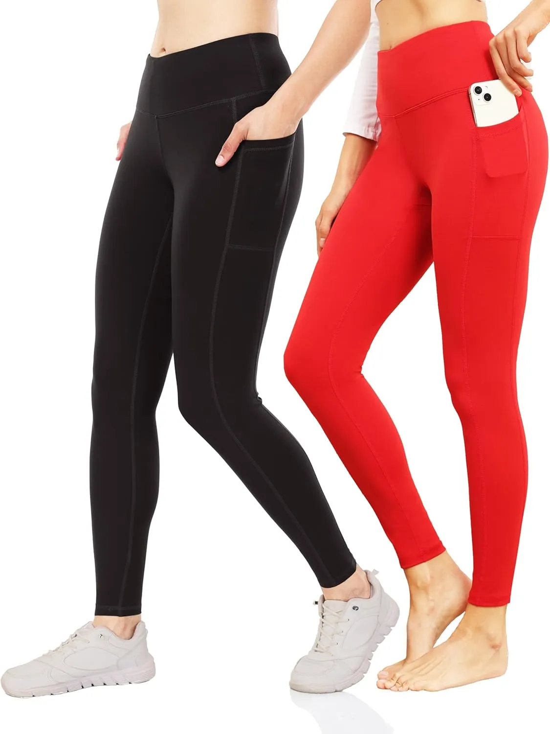 LegEnd Women's 2 Pack Workout Leggings with Pockets 27"- Buttery Soft High Waisted Tummy Control Running Yoga Pants