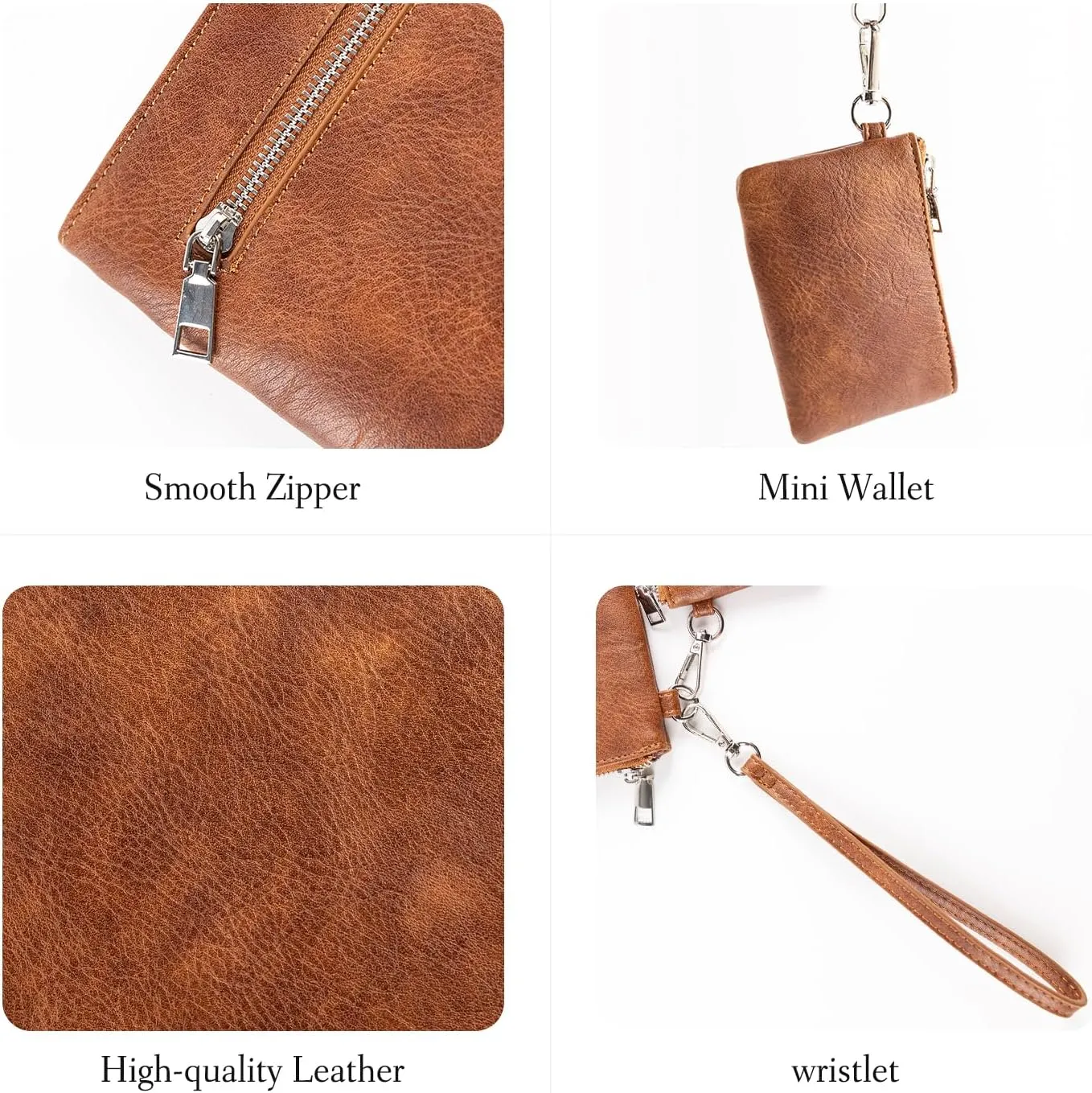 letech  Wristlet Wallet for Women Dual Pouch Wristlet Portable wallet Coin Purse Wristlet Clutch Wallet Purse Credit Card Holder Gifts for Women Ladies Female brown