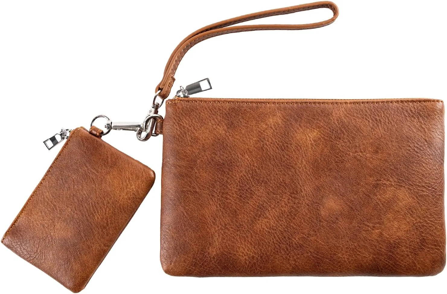 letech  Wristlet Wallet for Women Dual Pouch Wristlet Portable wallet Coin Purse Wristlet Clutch Wallet Purse Credit Card Holder Gifts for Women Ladies Female brown