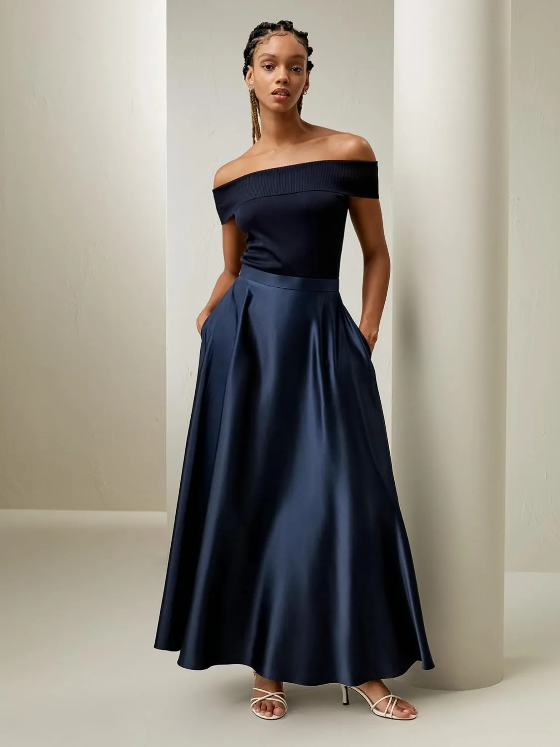 LilySilk 100% Silk Skirt A Line Umbrella Maxi Floor Length Skirt Side Zipper Pleated High Waist Luxury Dress