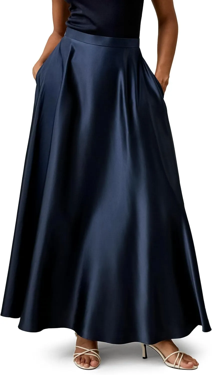LilySilk 100% Silk Skirt A Line Umbrella Maxi Floor Length Skirt Side Zipper Pleated High Waist Luxury Dress