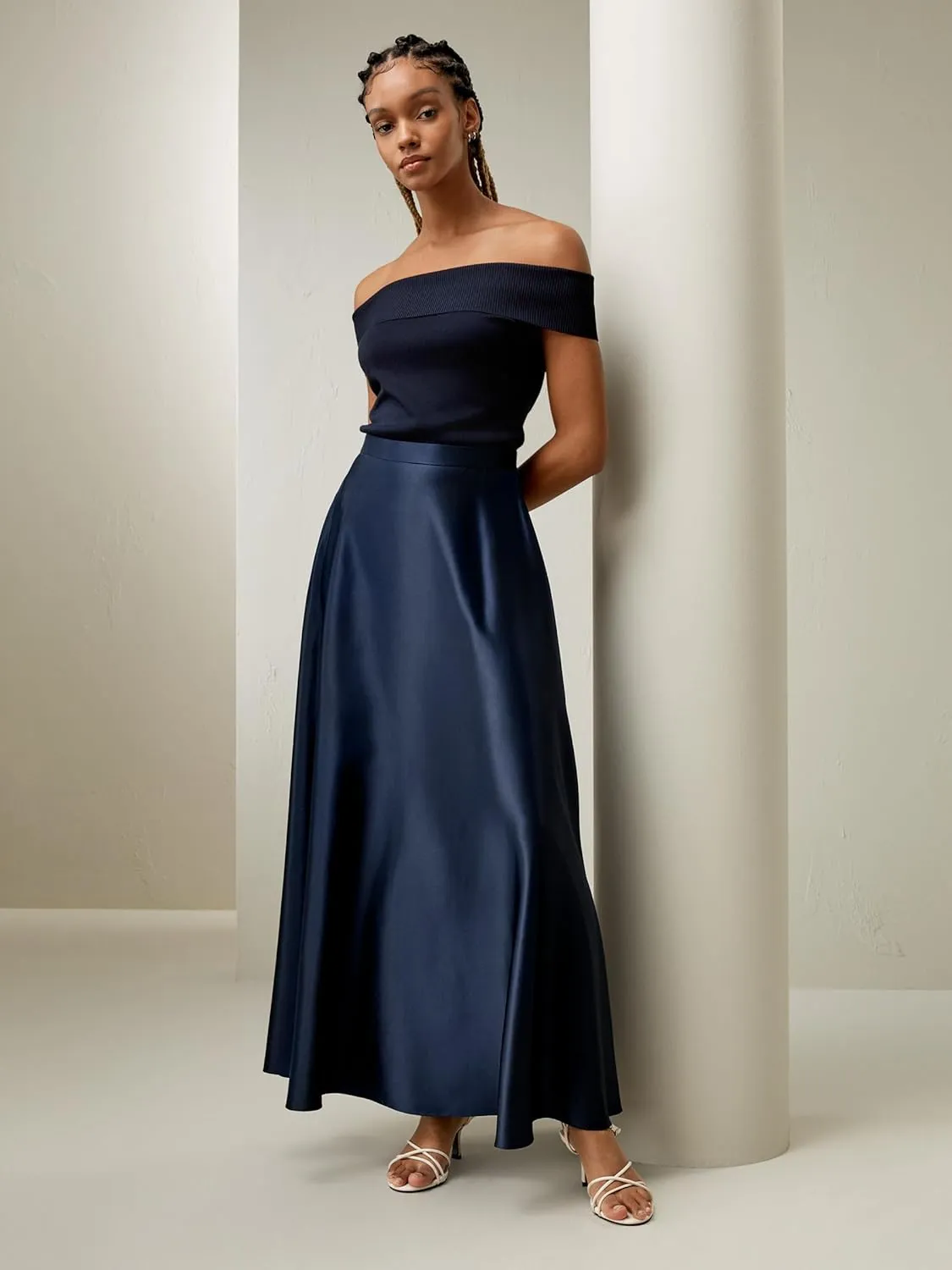 LilySilk 100% Silk Skirt A Line Umbrella Maxi Floor Length Skirt Side Zipper Pleated High Waist Luxury Dress