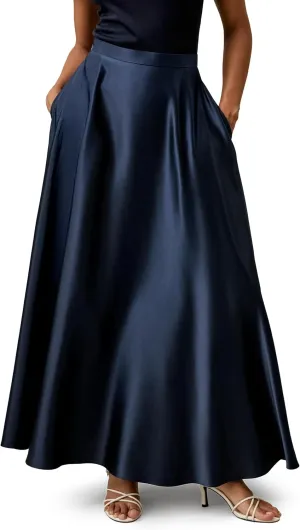 LilySilk 100% Silk Skirt A Line Umbrella Maxi Floor Length Skirt Side Zipper Pleated High Waist Luxury Dress
