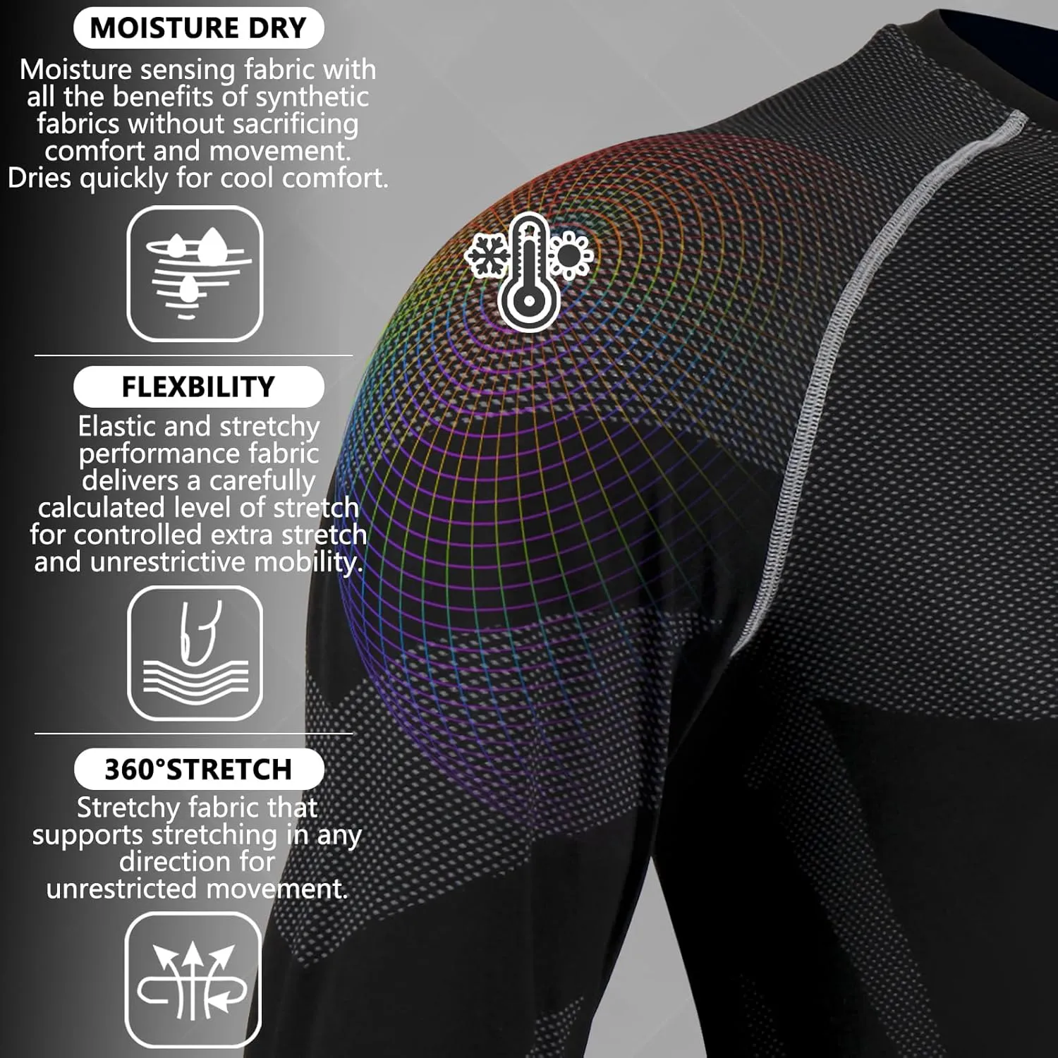 LIN PERFORMANCE Men's Long Sleeve Compression Shirts Sports Base Layer Athletic Quick Dry Running Shirt