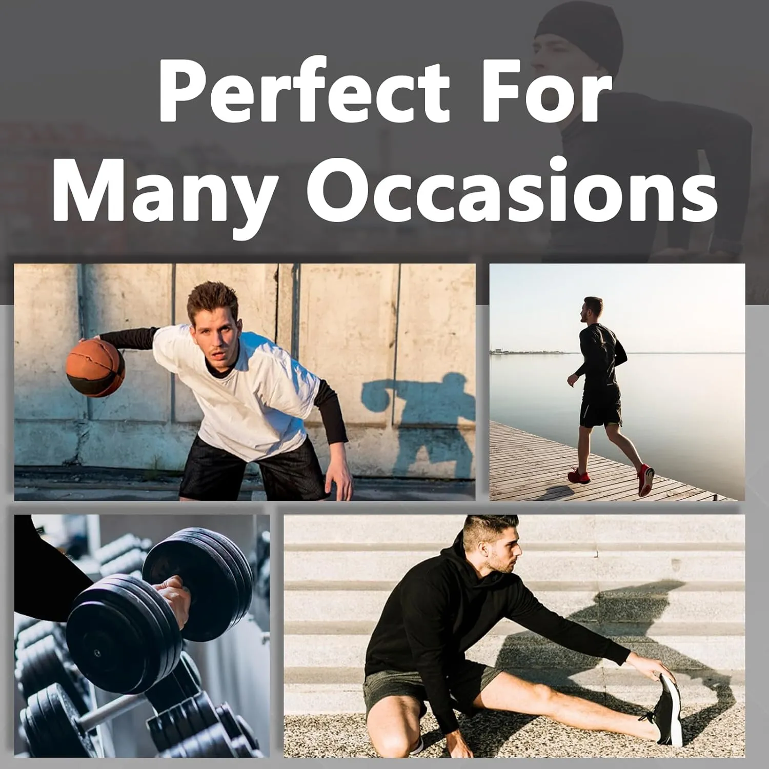 LIN PERFORMANCE Men's Long Sleeve Compression Shirts Sports Base Layer Athletic Quick Dry Running Shirt