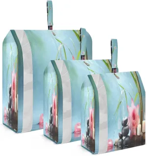 Lotus Flower Stone Candle Compression Packing Cubes 3 Set Travel Packing Cubes for Suitcases Organizer Bags Set for Carry on Suitcases