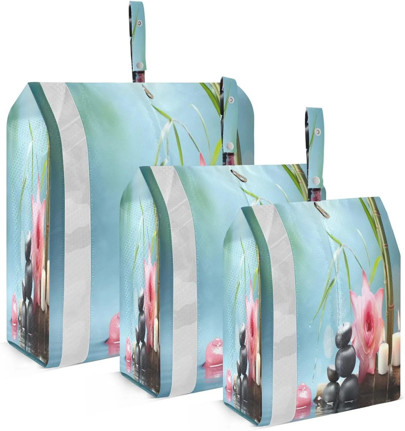 Lotus Flower Stone Candle Compression Packing Cubes 3 Set Travel Packing Cubes for Suitcases Organizer Bags Set for Carry on Suitcases