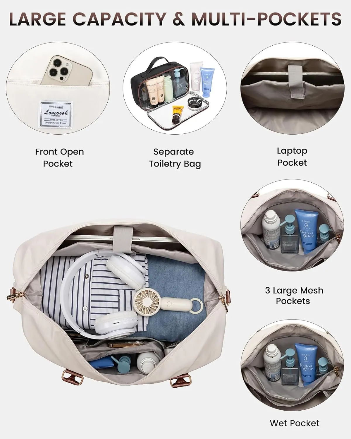 LOVEVOOK Travel Bag Weekender Bags for Women, Carry on Overnight with Shoe Compartment,Duffle with Laptop Pocket,Hospital Bag for Labor Delivery,Gym Tote with Toiletry