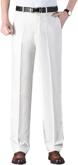 Maiyifu-GJ Men's Slim Striped Casual Tapered Pant Pinstripe Wrinkle Resistant Suit Pant Lightweight Business Dress Trousers