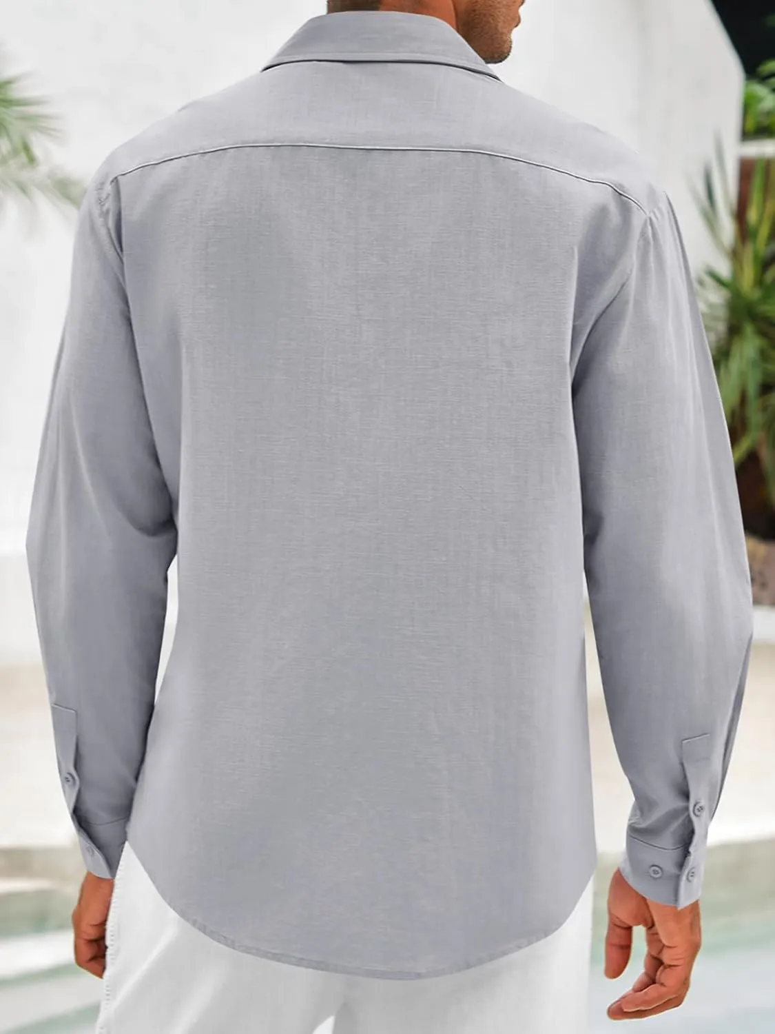 Makkrom Men's Casual Cotton Linen Button Down Shirts Cuban Guayabera Shirt Long Sleeve Summer Beach Tops