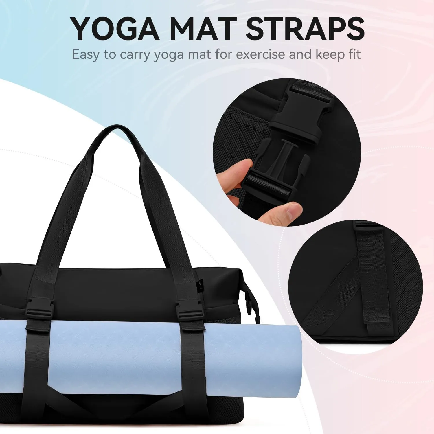 MAXTOP Women's Gym Yoga Duffle Bag with Shoe Pouch,Multi-Purpose Overnight Travel Bag for Gym,Work, Dance, Sports