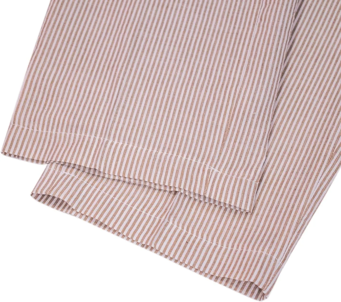 Men Seersucker Pinstripe Pants Mid Waist Ankle Length Pleated Front Lightweight