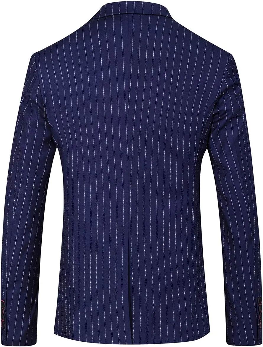 Mens 3 Piece Pinstripe Suit Slim Fit Casual Dress Suits Blazer   Vest   Pants