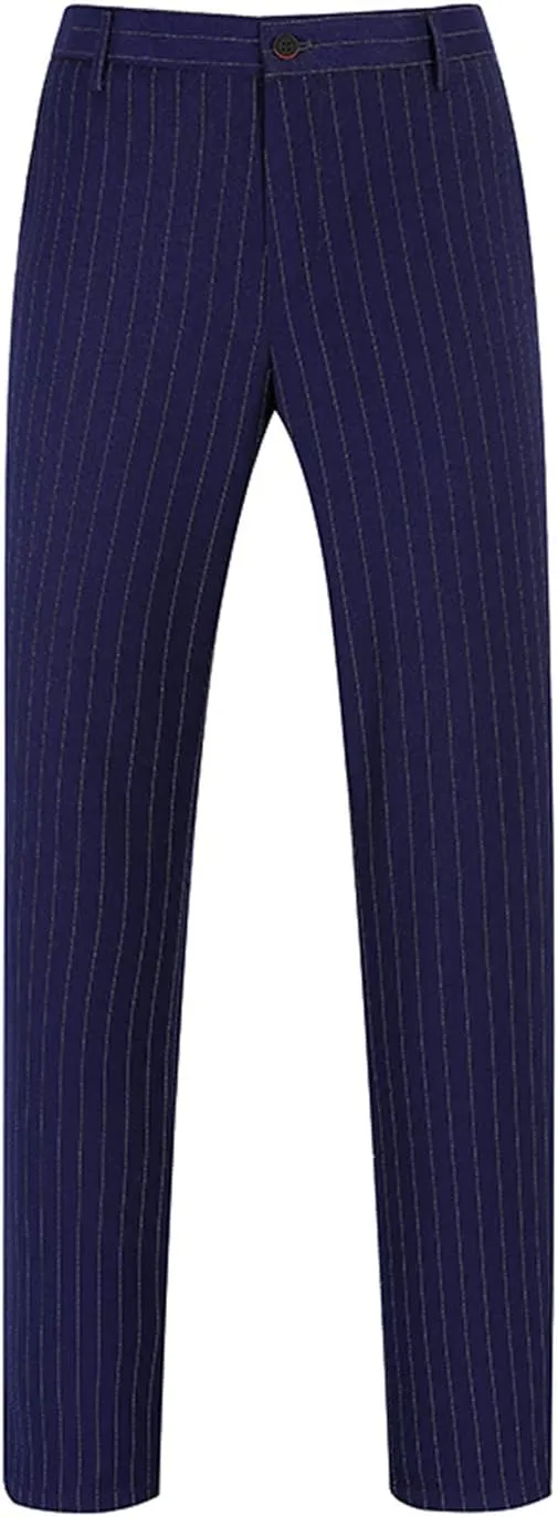 Mens 3 Piece Pinstripe Suit Slim Fit Casual Dress Suits Blazer   Vest   Pants