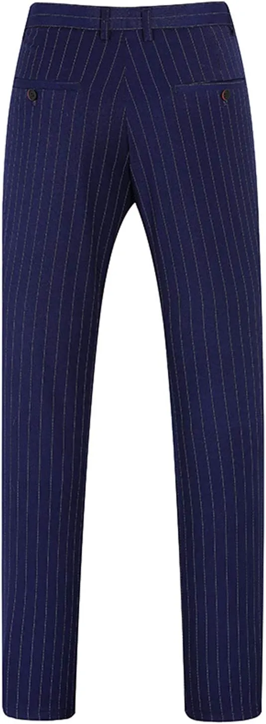 Mens 3 Piece Pinstripe Suit Slim Fit Casual Dress Suits Blazer   Vest   Pants