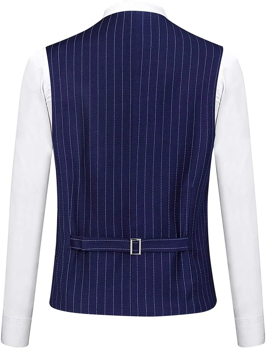 Mens 3 Piece Pinstripe Suit Slim Fit Casual Dress Suits Blazer   Vest   Pants