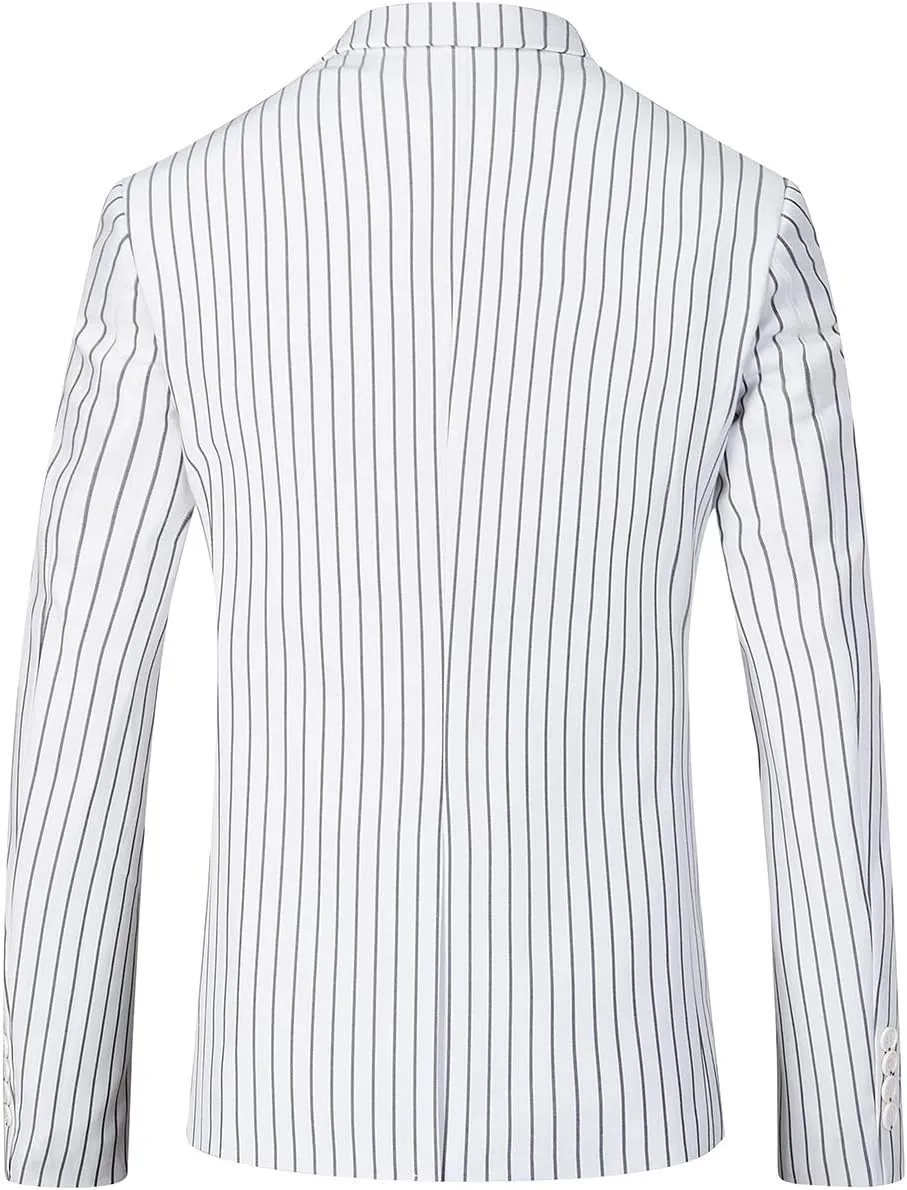 Mens 3 Piece Pinstripe Suit Slim Fit Casual Dress Suits Blazer   Vest   Pants