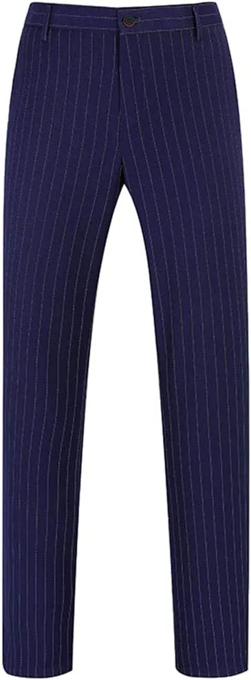 Mens 3 Piece Suit Formal Pinstripe Slim Fit Notched Lapel Dress Blazer Vest Trousers Set