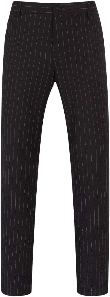 Mens 3 Piece Suit Formal Pinstripe Slim Fit Notched Lapel Dress Blazer Vest Trousers Set