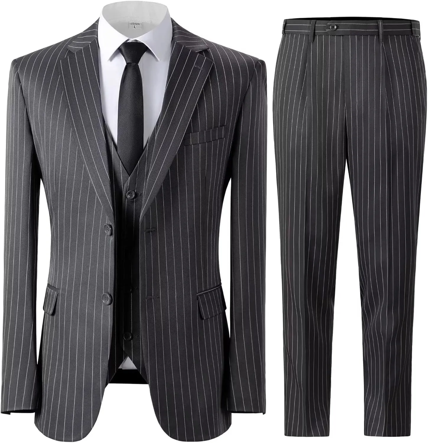 Men's 3 Pieces Pinstripe Suits Slim Fit Stripe Tuxedo Sets for Men Business Formal Wedding Blazer Jacket Vest Pants Sets