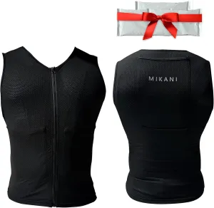 Men's Black Mesh Cooling Cycling Vest - 2 Reusable Ice Packs,4 PocketsLightweight,Breathable for Cycling, Running,Outdoors