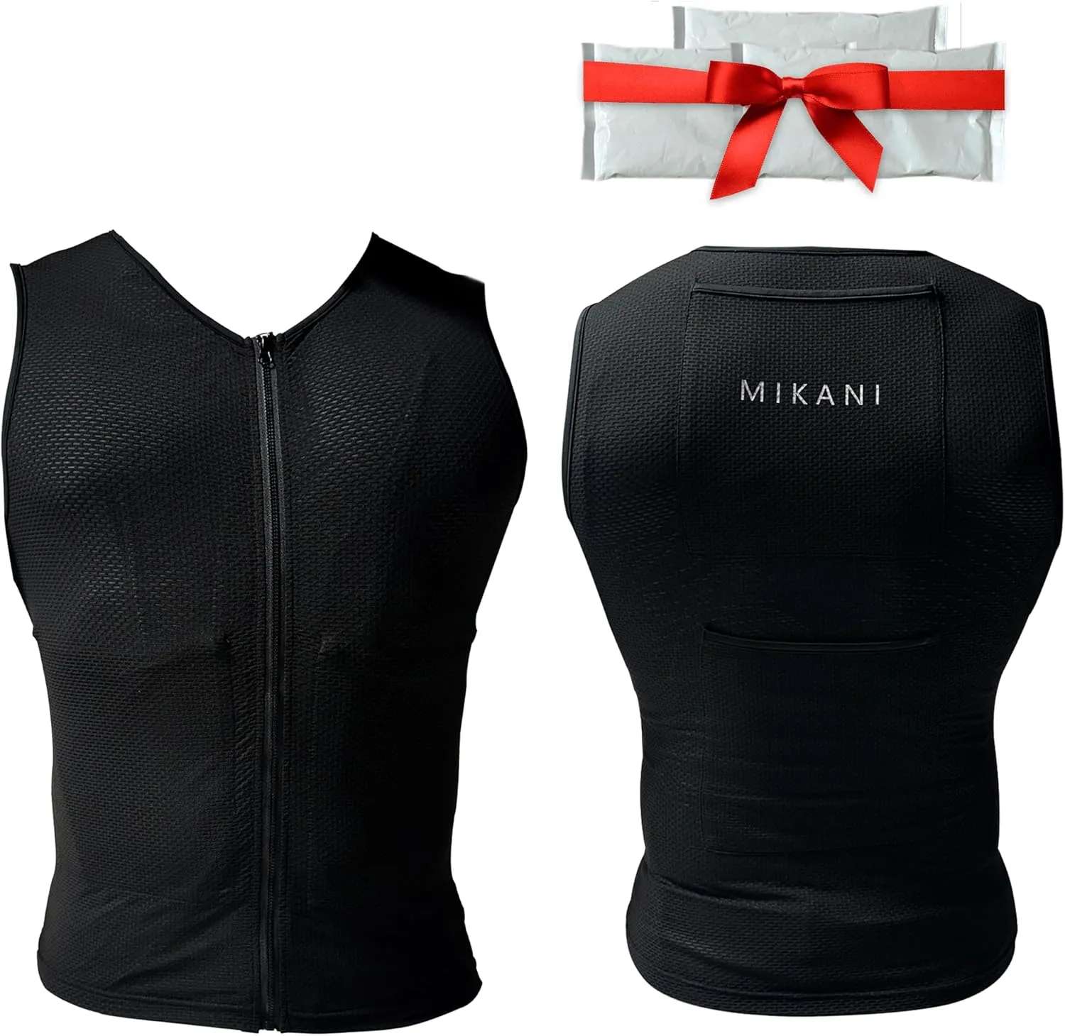 Men's Black Mesh Cooling Cycling Vest - 2 Reusable Ice Packs,4 PocketsLightweight,Breathable for Cycling, Running,Outdoors