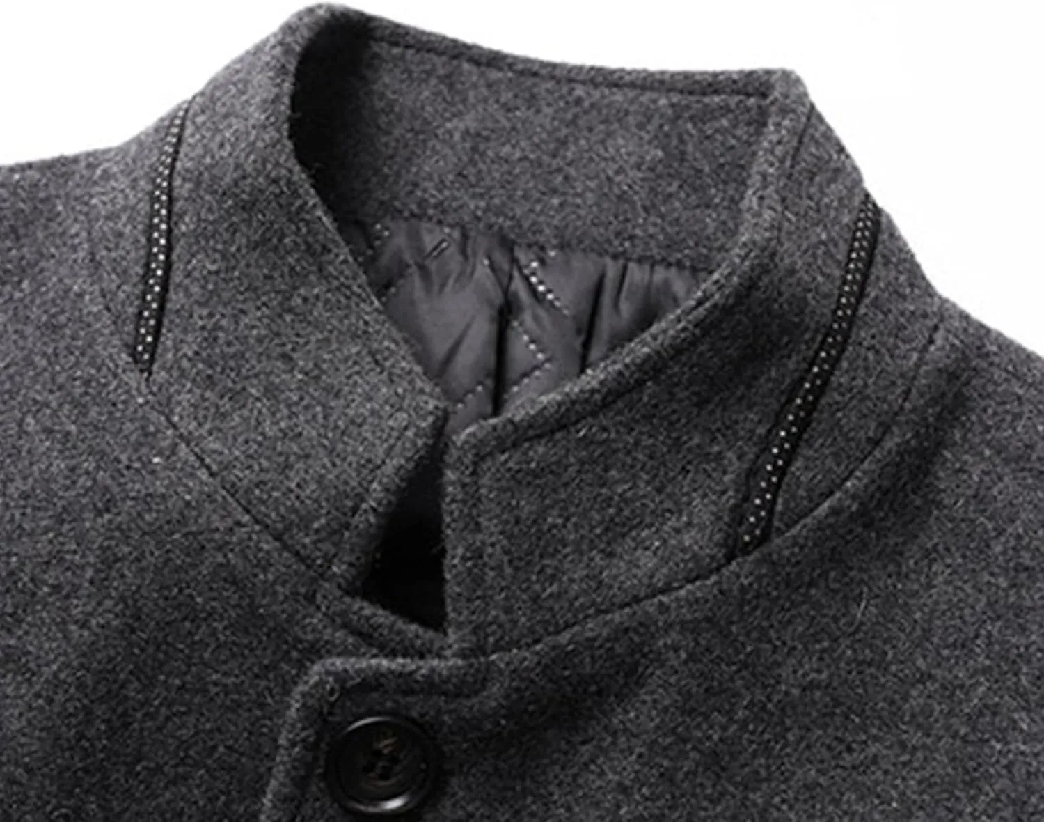 Men's Business Casual Chinese Jacket Front Button Blazer Traditional Uniform Groom Dress Mandarin Collar Formal