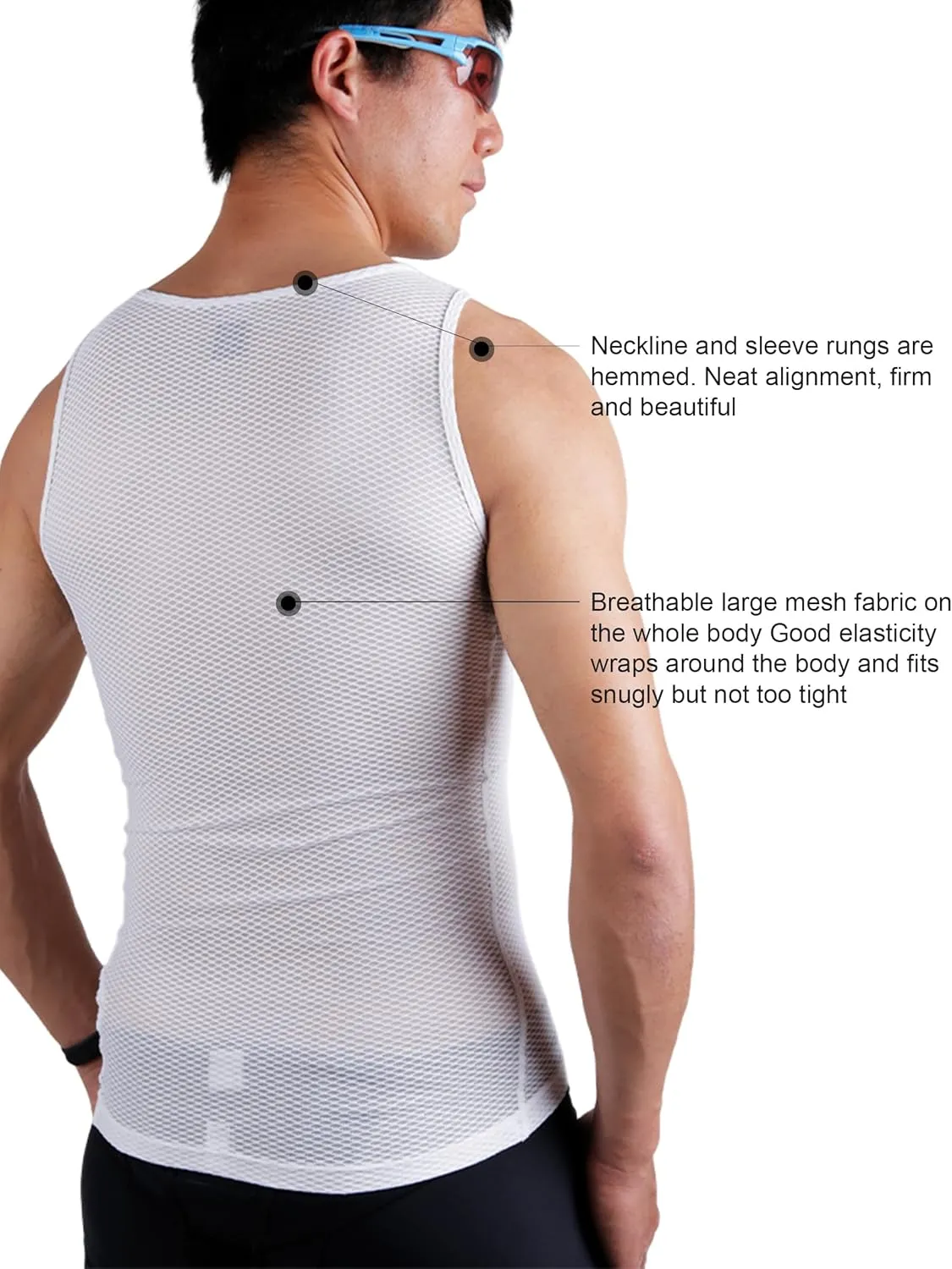 Mens Cycling Base Layer Sleeveless Cycling Jersey Men Quick Dry Bicycle Undershirt Mesh Bike Base Layer Vests