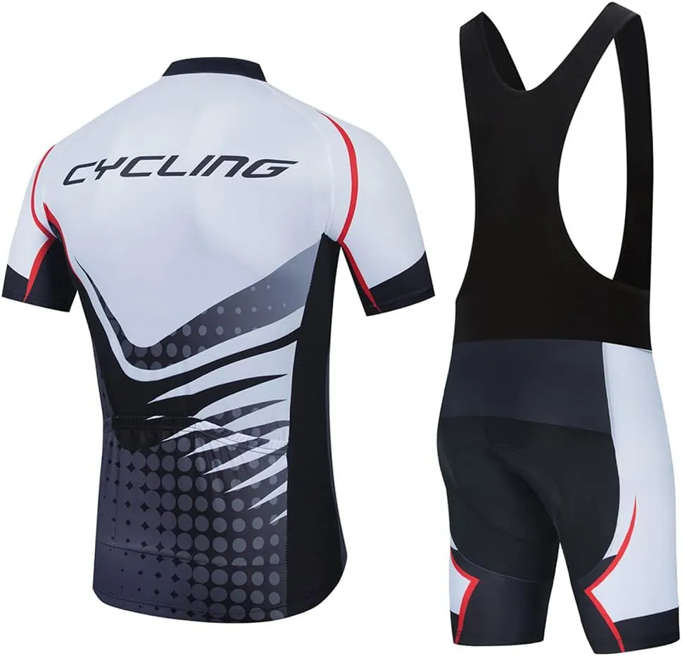 Mens Cycling Jersey Set Bike 3D Padded Pants Short Sleeve Shirt Quick-Dry Cycling Clothing Road Bike
