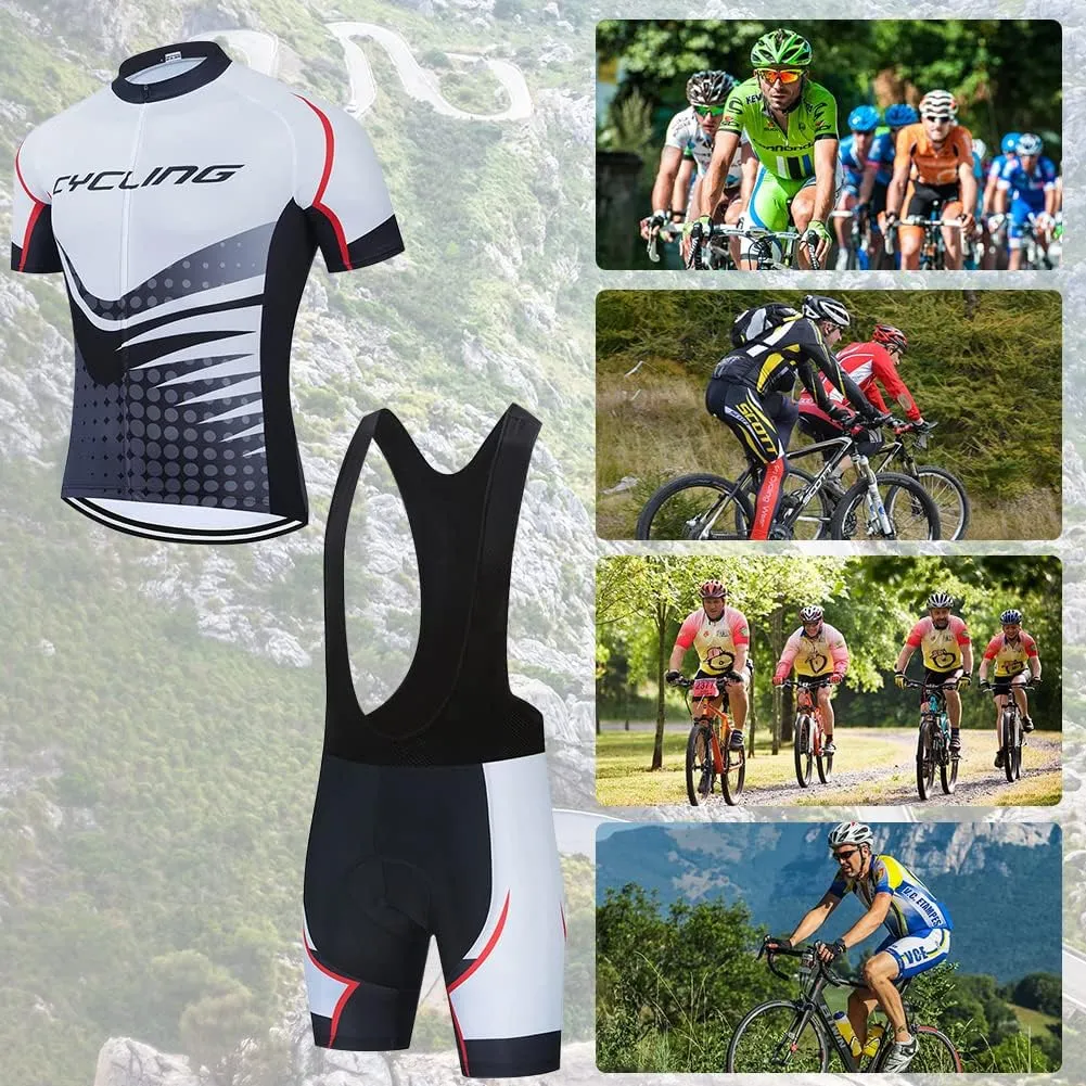 Mens Cycling Jersey Set Bike 3D Padded Pants Short Sleeve Shirt Quick-Dry Cycling Clothing Road Bike