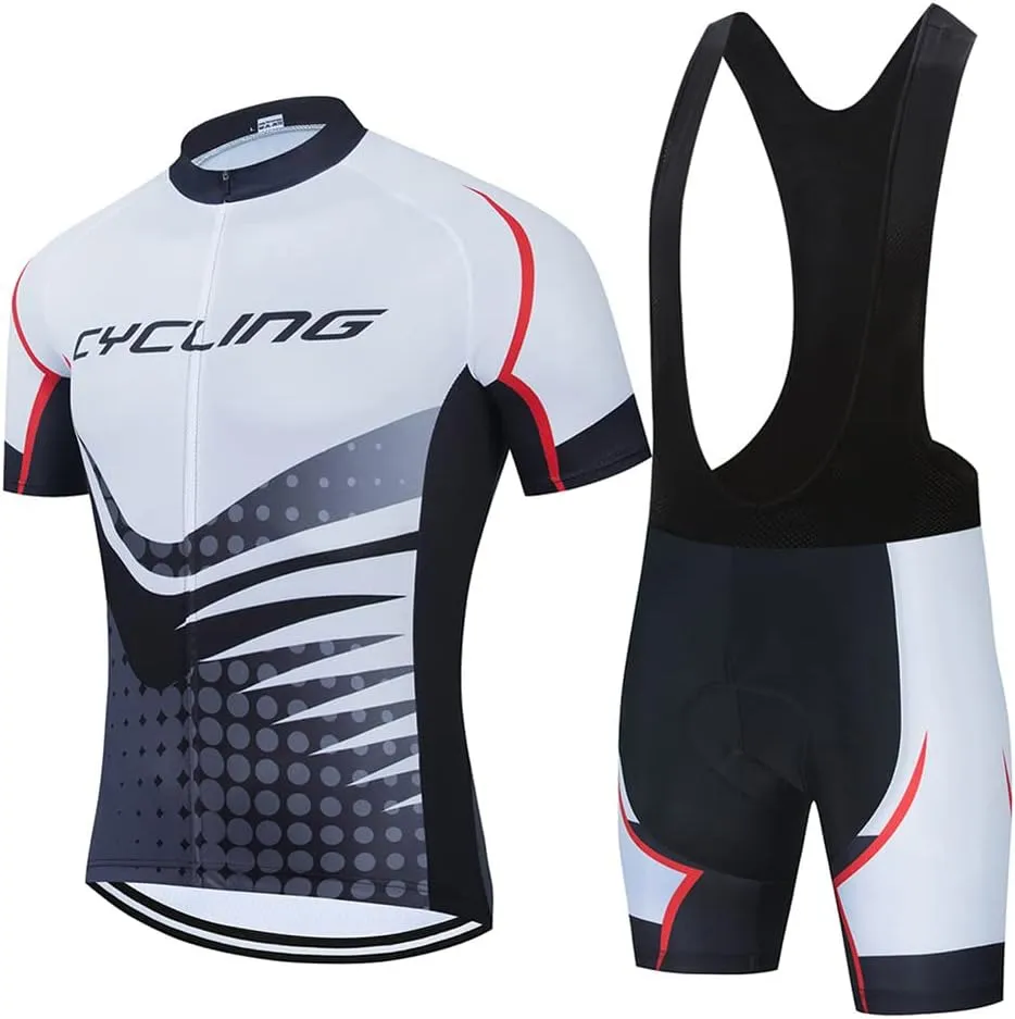 Mens Cycling Jersey Set Bike 3D Padded Pants Short Sleeve Shirt Quick-Dry Cycling Clothing Road Bike