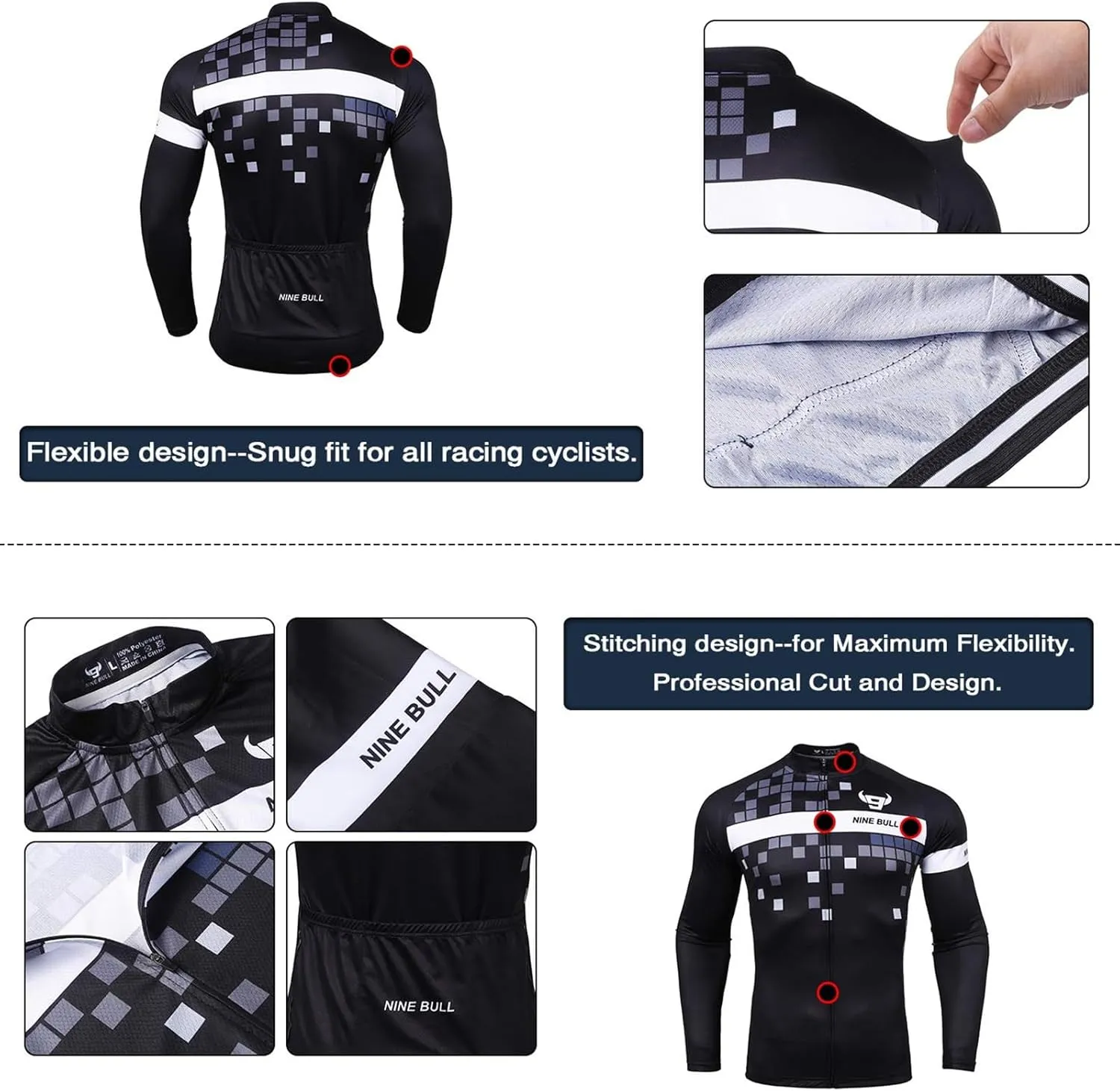 Men's Cycling Jersey Set - Reflective Quick-Dry Biking Shirt and 3D Padded Cycling Bike Shorts