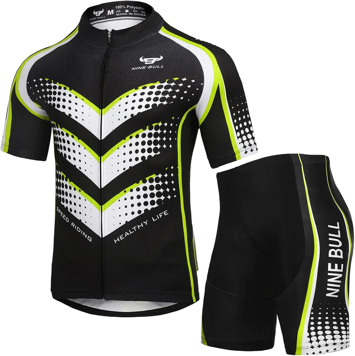 Men's Cycling Jersey Set - Reflective Quick-Dry Biking Shirt and 3D Padded Cycling Bike Shorts