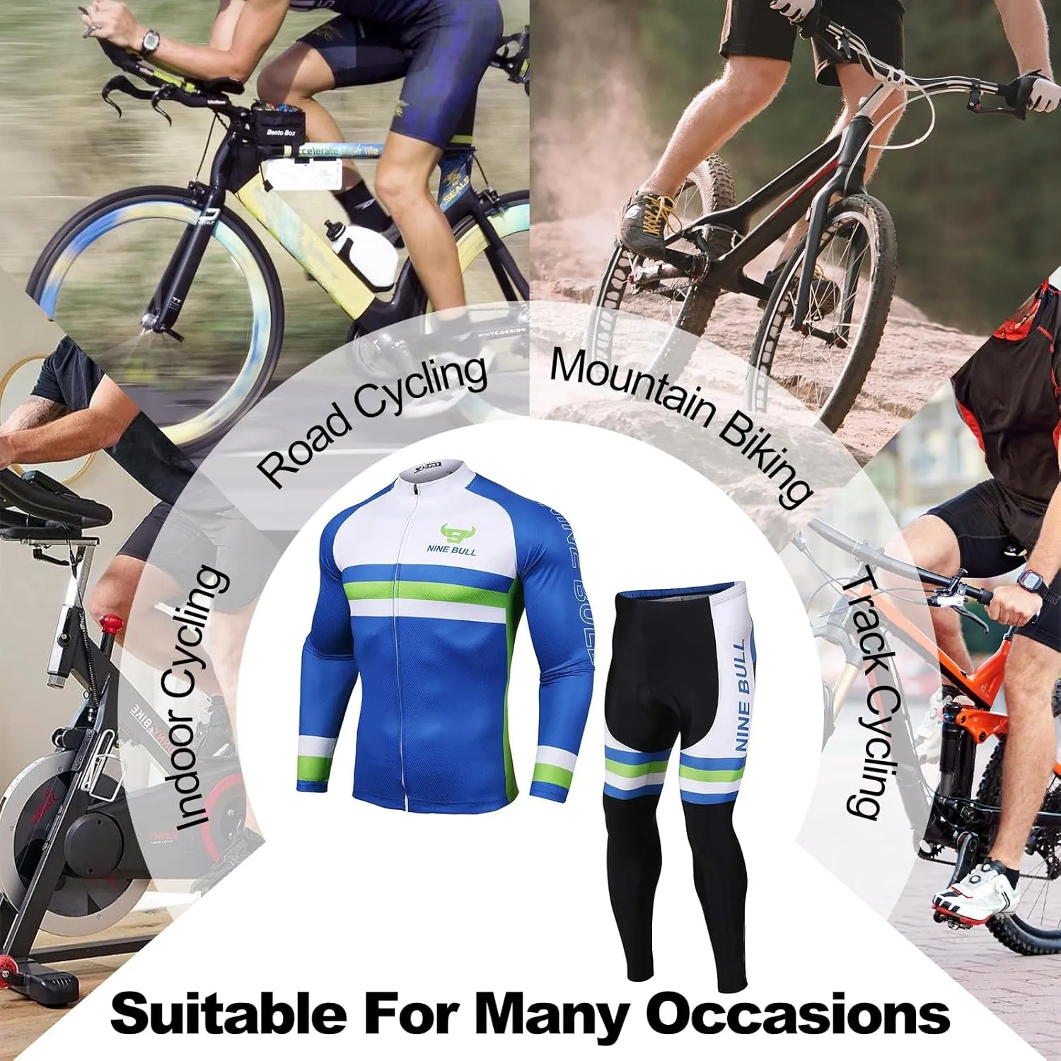Men's Cycling Jersey Set - Reflective Quick-Dry Biking Shirt and 3D Padded Cycling Bike Shorts
