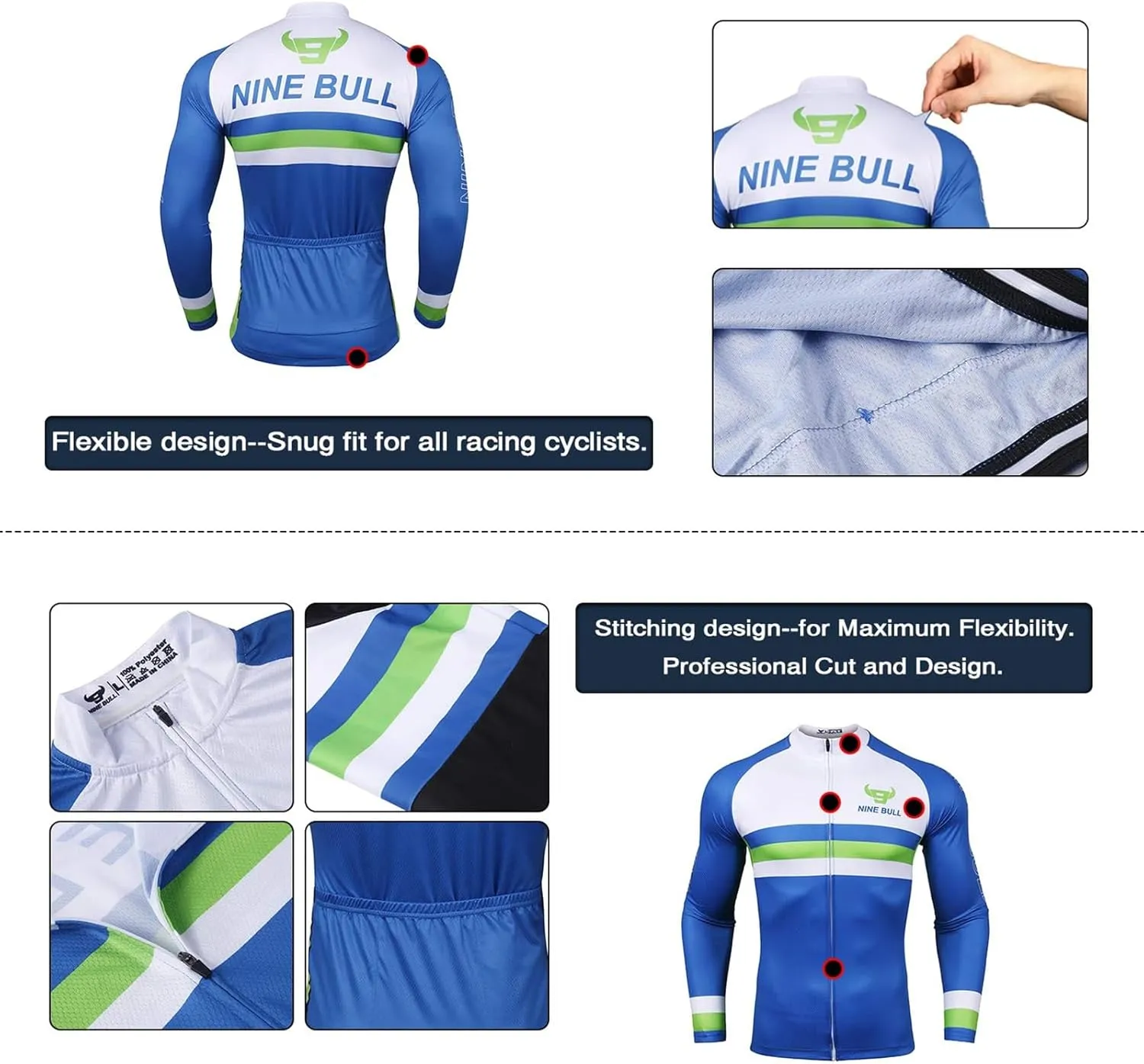 Men's Cycling Jersey Set - Reflective Quick-Dry Biking Shirt and 3D Padded Cycling Bike Shorts