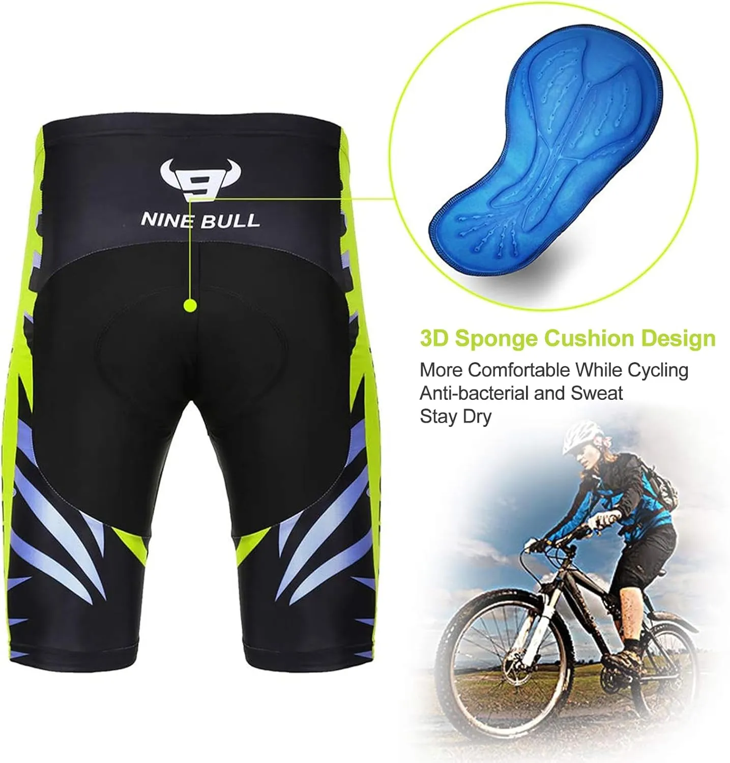Men's Cycling Jersey Set - Reflective Quick-Dry Biking Shirt and 3D Padded Cycling Bike Shorts