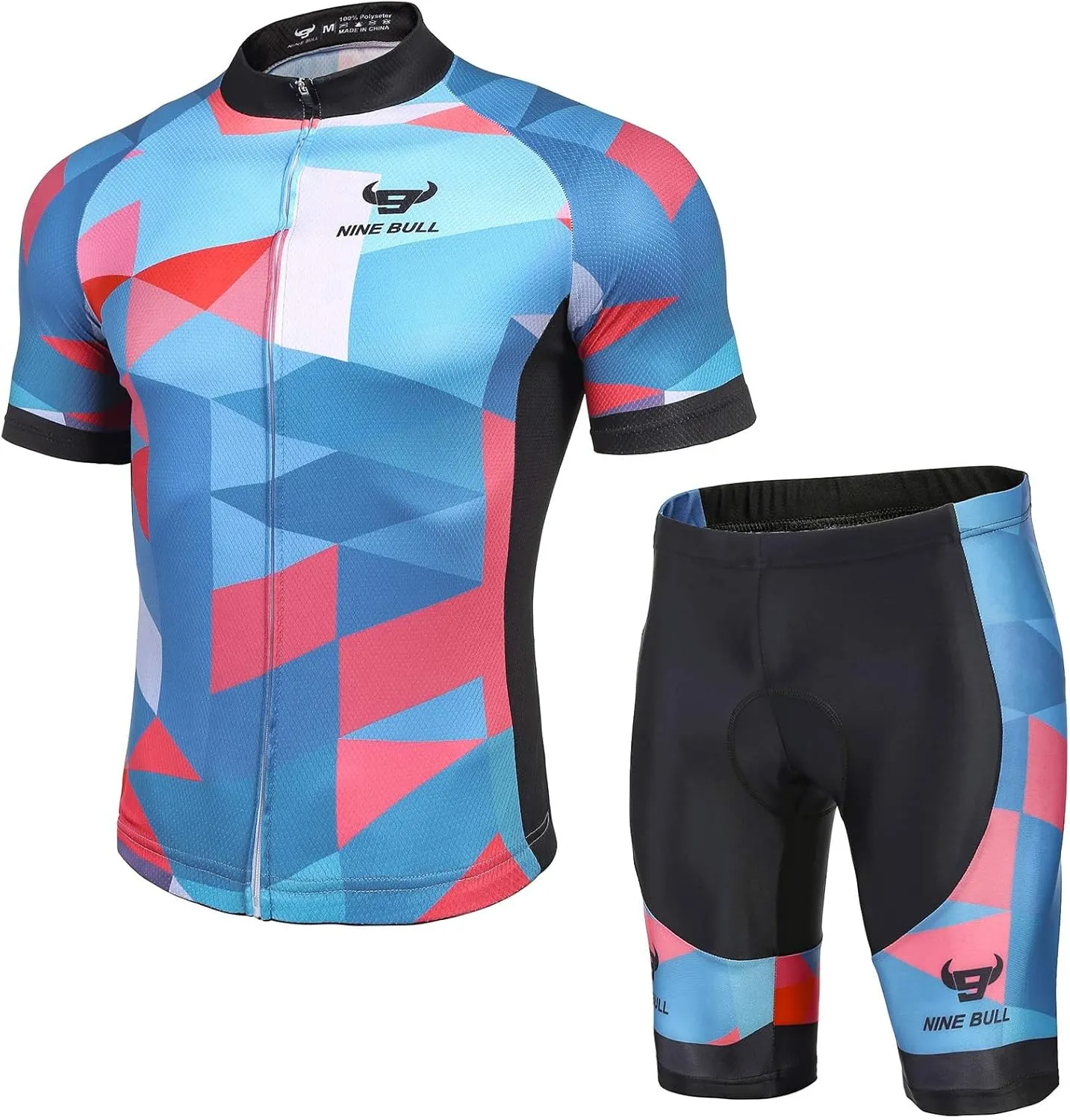 Men's Cycling Jersey Set - Reflective Quick-Dry Biking Shirt and 3D Padded Cycling Bike Shorts