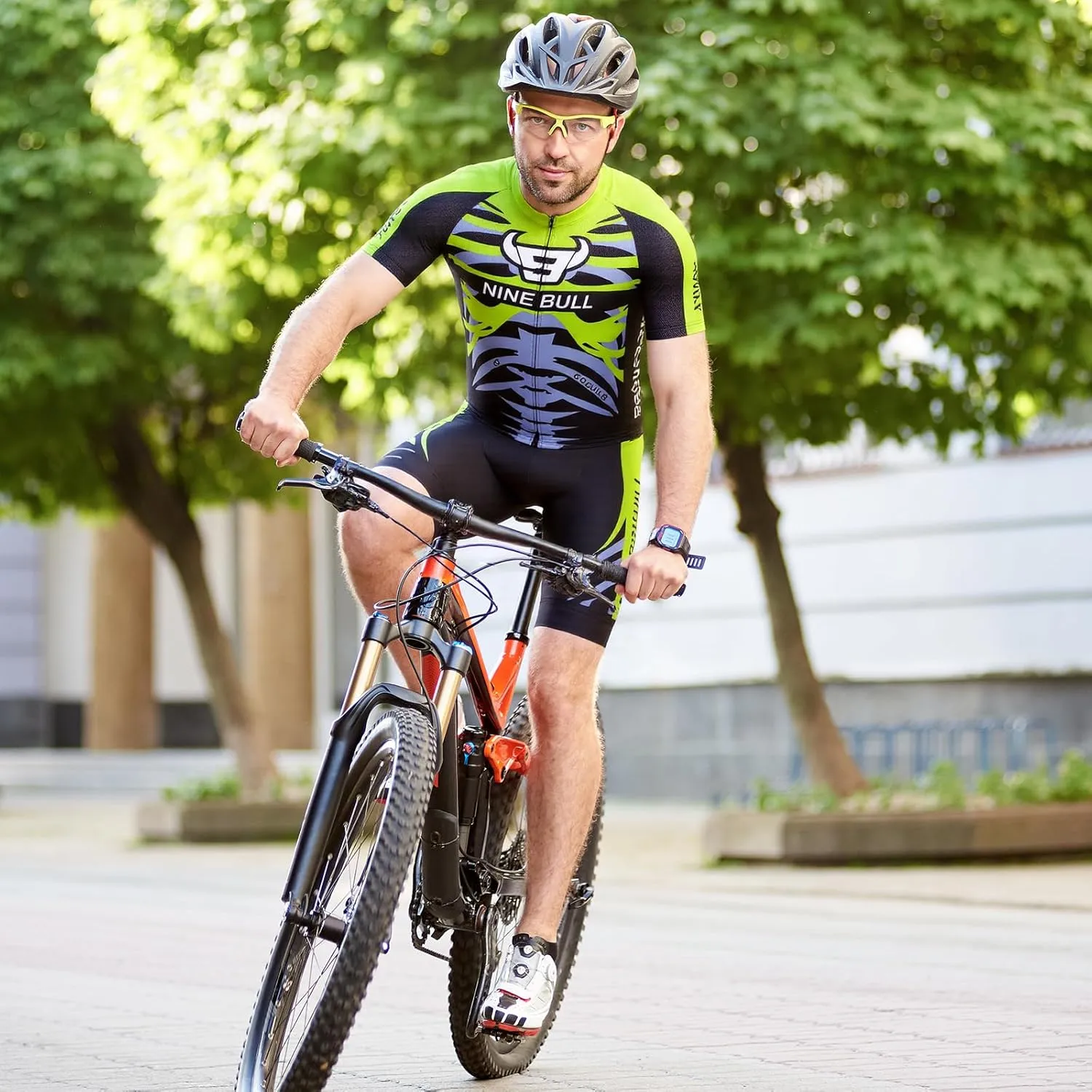 Men's Cycling Jersey Set - Reflective Quick-Dry Biking Shirt and 3D Padded Cycling Bike Shorts