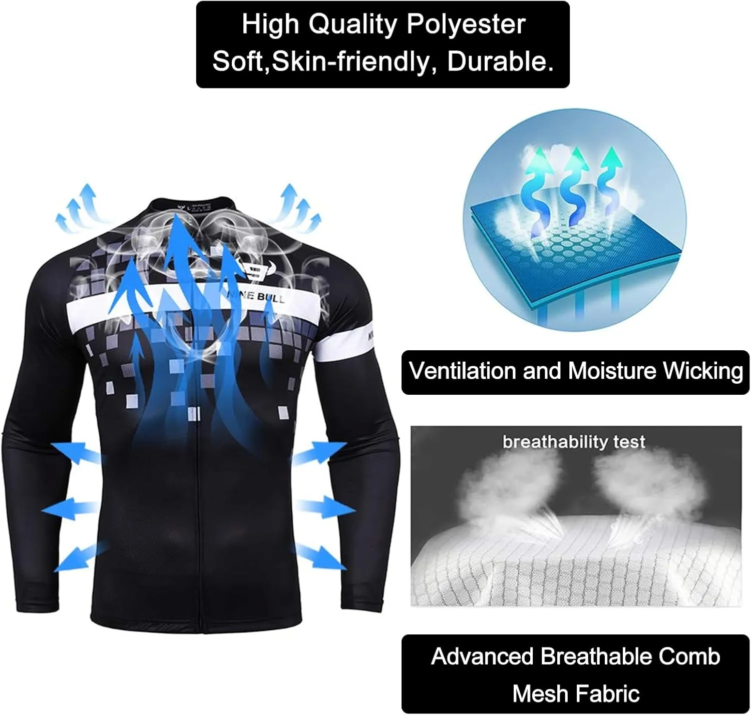 Men's Cycling Jersey Set - Reflective Quick-Dry Biking Shirt and 3D Padded Cycling Bike Shorts