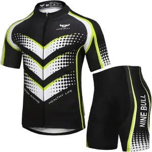 Men's Cycling Jersey Set - Reflective Quick-Dry Biking Shirt and 3D Padded Cycling Bike Shorts