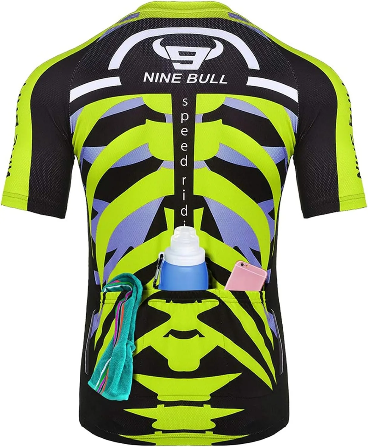 Men's Cycling Jersey Set - Reflective Quick-Dry Biking Shirt and 3D Padded Cycling Bike Shorts