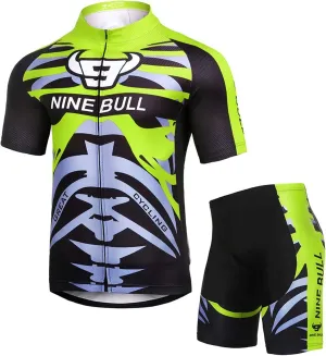 Men's Cycling Jersey Set - Reflective Quick-Dry Biking Shirt and 3D Padded Cycling Bike Shorts