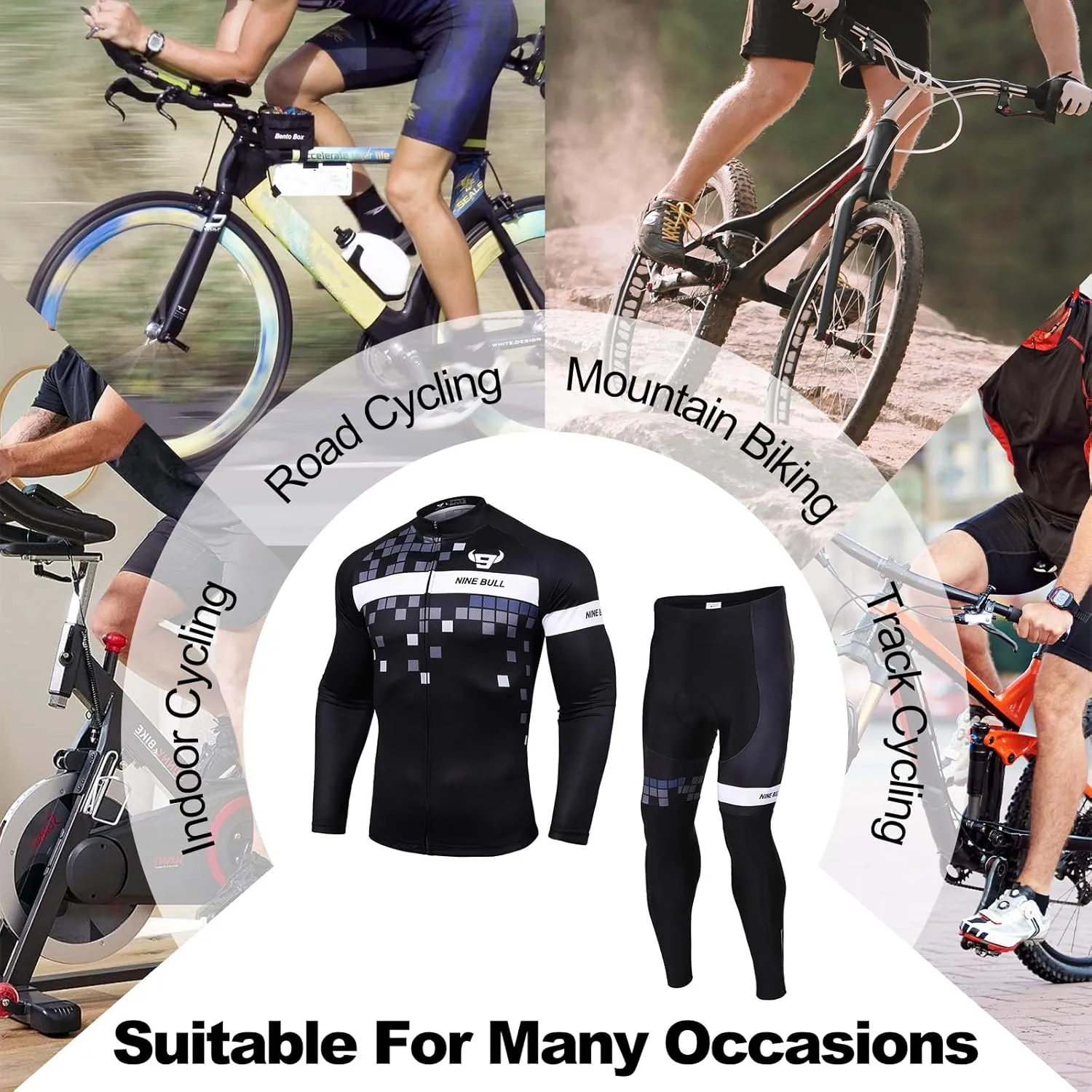 Men's Cycling Jersey Set - Reflective Quick-Dry Biking Shirt and 3D Padded Cycling Bike Shorts