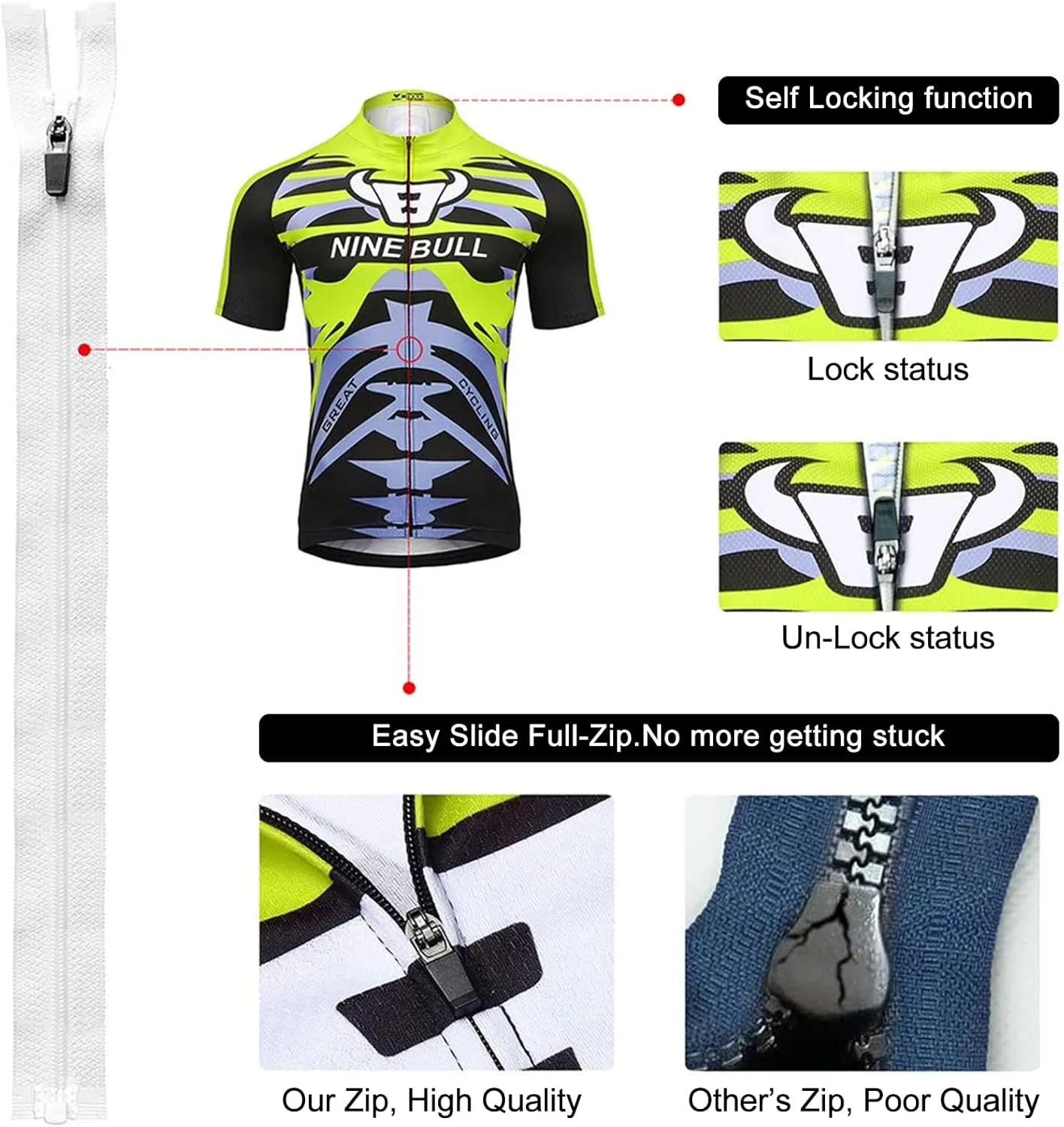 Men's Cycling Jersey Set - Reflective Quick-Dry Biking Shirt and 3D Padded Cycling Bike Shorts