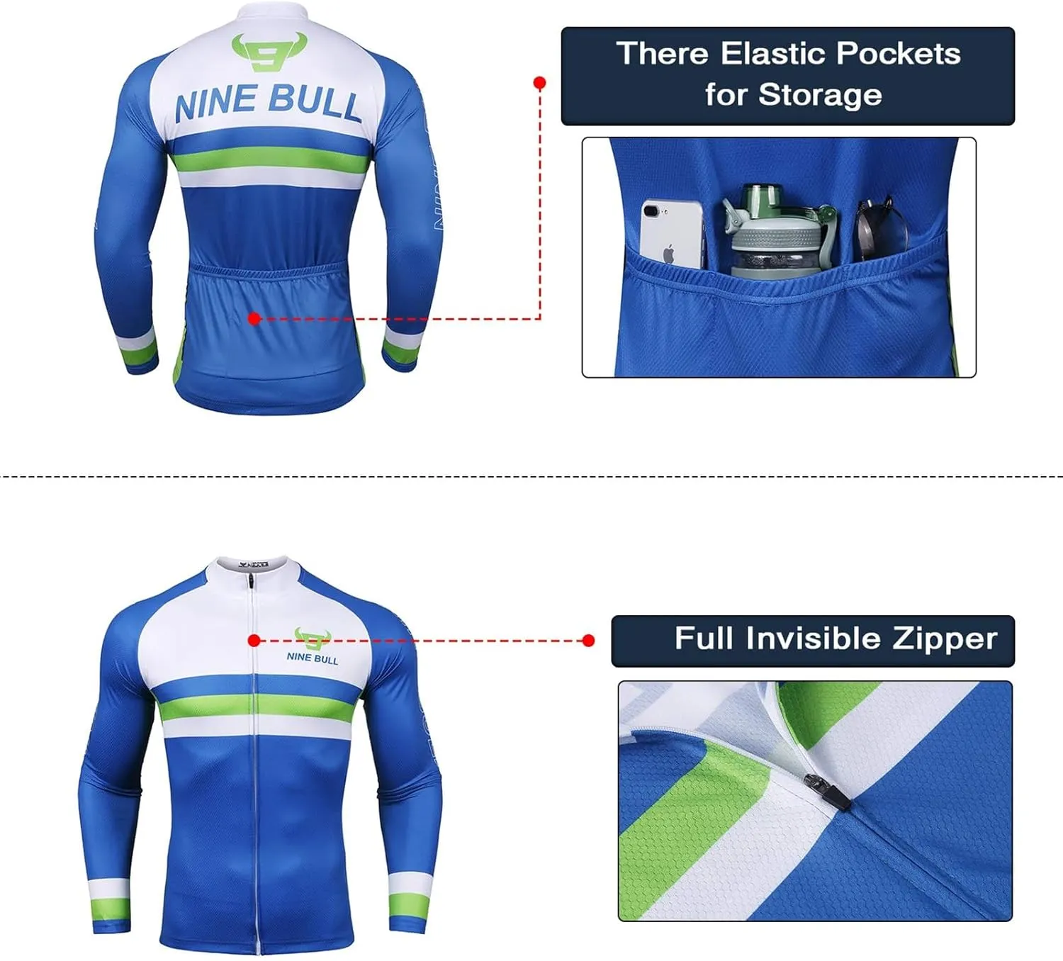 Men's Cycling Jersey Set - Reflective Quick-Dry Biking Shirt and 3D Padded Cycling Bike Shorts