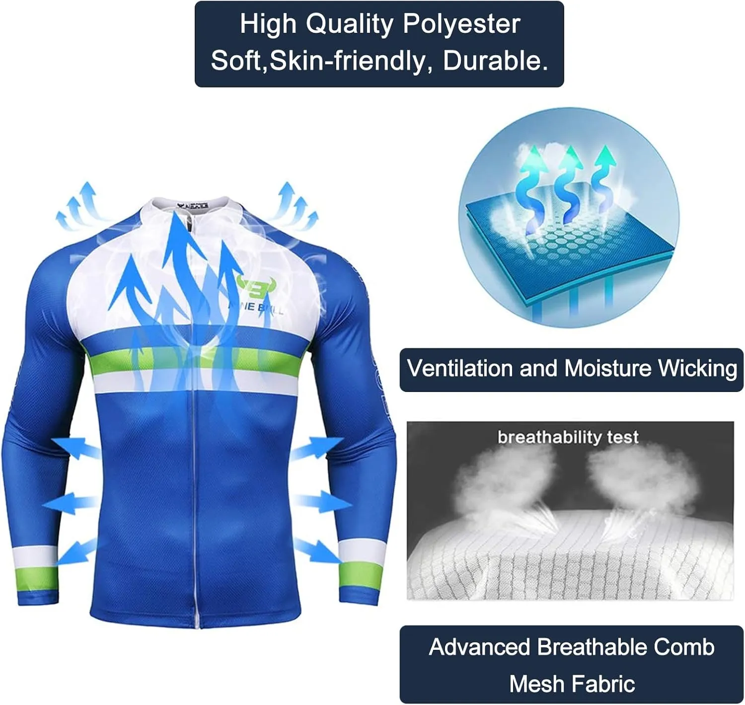 Men's Cycling Jersey Set - Reflective Quick-Dry Biking Shirt and 3D Padded Cycling Bike Shorts