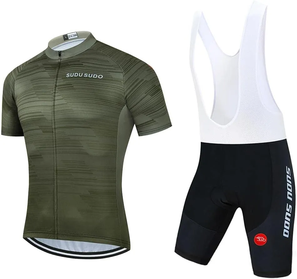 Men's Cycling Jersey Set Short Sleeve Breathable Cycling Clothing Road Bike Shirts Shorts with 20D Padded Quick-Dry