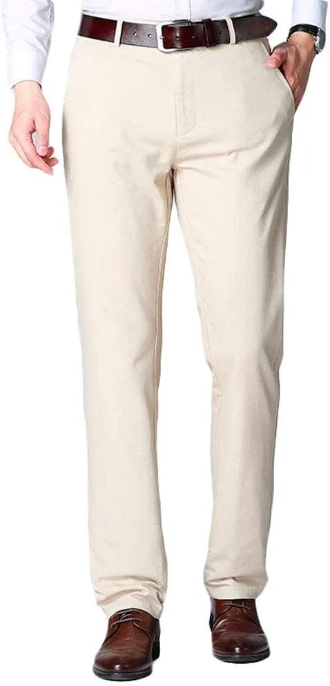 Men's Flat Front Suit Pants Regular Fit Wrinkle-Free Stretch Casual Dress Pants Trousers